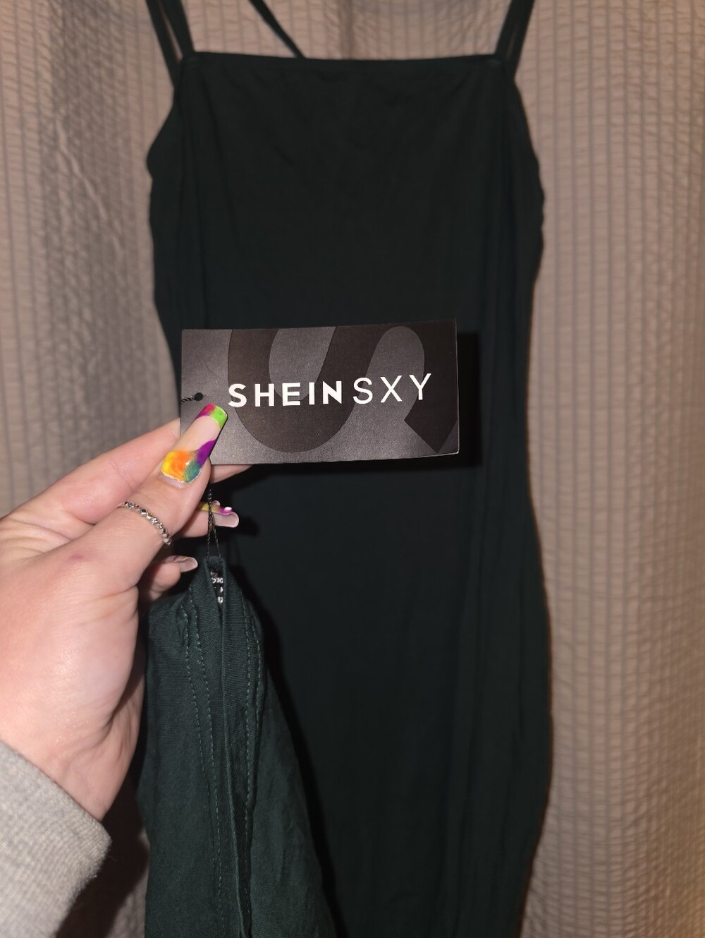 SHEIN SXY Deep Green Spaghetti Strap Slip Dress